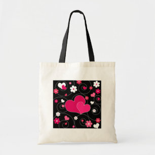 Bolsa Tote Corações e flores Funky - saco