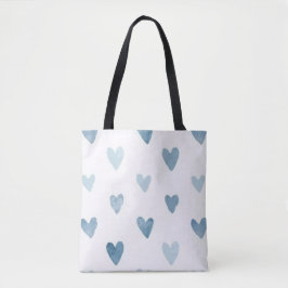 Bolsa Tote Corações em Aquarela Azul