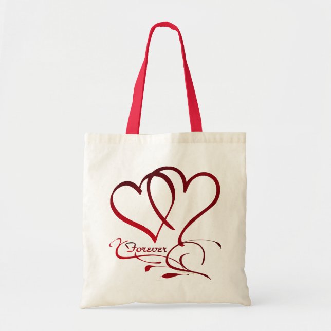 Bolsa Tote Corações Eternos Vermelhos sobre Branco (Frente)