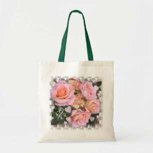 Bolsa Tote Corações Monográficos e Rosas Rosa