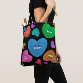 Bolsa Tote Corações Multicoloridos com Namorados de Amor