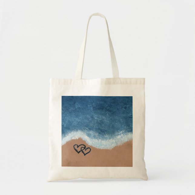 Bolsa Tote Corações na Areia (Frente)