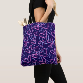 Bolsa Tote Corações Neon Brilhantes