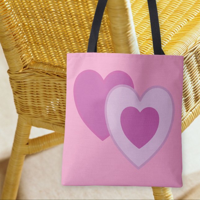 Bolsa Tote Corações Púrpuros de Pastel Rosa (Criador carregado)