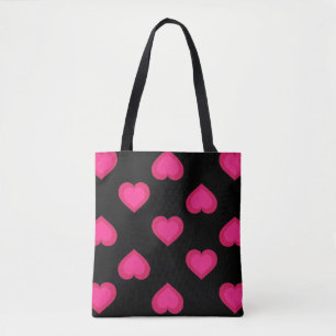 Bolsa Tote Corações Rosa Quente 