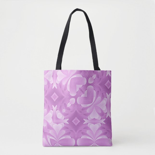 Bolsa Tote Corações Roxos e Diamantes (Frente)