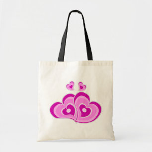 Bolsa Tote Corações Roxos Retrô Amor Rosa Lavanda Casamento
