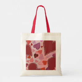 Bolsa Tote corações vermelho e rosa