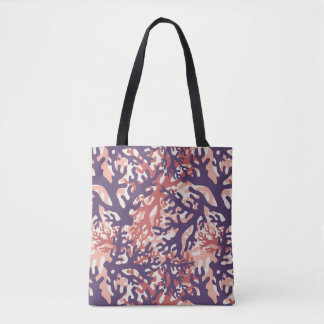 Bolsa Tote Corais sobrepostos Pêssego Vermelho Roxo