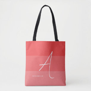 Bolsa Tote Coral Cor Rosa Bloqueia o Monograma Personalizado