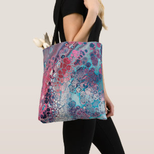 Bolsa Tote Coral e Aqua Acrílico - Abstrato