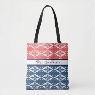 Bolsa Tote Coral e Azul Floral