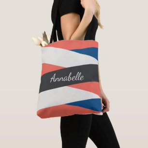 Bolsa Tote Coral Moderno Monograma e Bandeja Azul