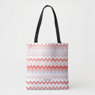 Bolsa Tote Coral Personalizado Ikat Chevron Pattern Bridesmai