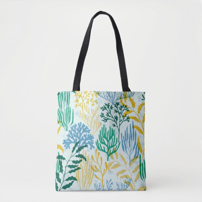 Bolsa Tote Coral Reef, Algae Padrão Sem Olhos. (Frente)