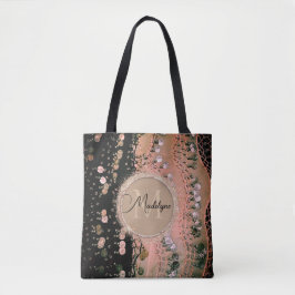 Bolsa Tote Coral rosa-reluzente e espinho preto personalizado