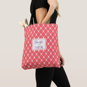 Bolsa Tote Coral roxo vibrante geométrico