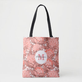 Bolsa Tote Coral Tropical Floral com Monograma