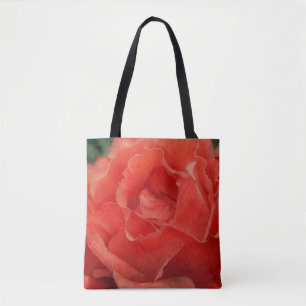Bolsa Tote Coral Vermelho Rosa Flor Floral Petais Arte Toalha