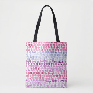 Bolsa Tote Corante d'água listrado: Cinza Rosa Polka