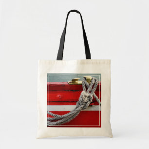 Bolsa Tote Cordas velhas do arco no grampo de bronze no barco