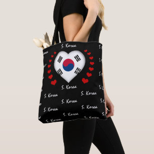 Bolsa Tote Coreia do Sul Bandeira, Heart Coreano Flag/sport
