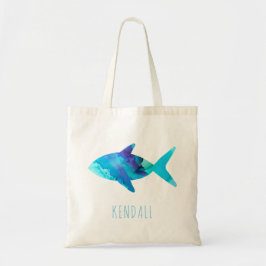 Bolsa Tote Cores Aquáticas Azuis Peixes Crianças Personalizad