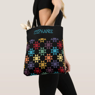 Bolsa Tote Cores Brilhantes de Impressão de Quilt Personaliz