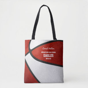 Bolsa Tote Cores da equipe vermelho e branco treinador de bas