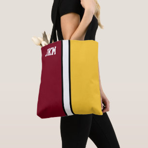 Bolsa Tote Cores da Faculdade Marrom e Monograma Dourado