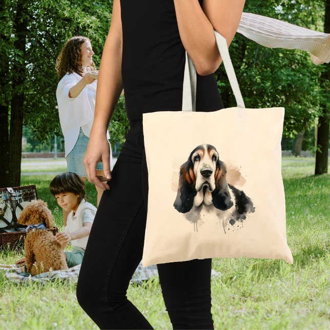 Bolsa Tote Cores d'Água Navegam Hound Basset /Pets (Criador carregado)
