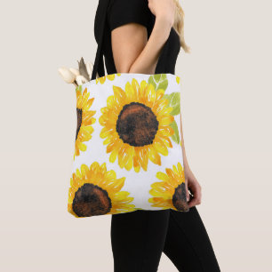 Bolsa Tote Cores d'água pintadas à mão Girassóis