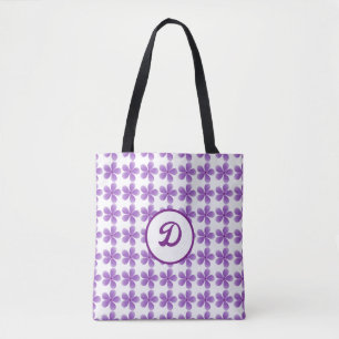 Bolsa Tote Cores de água Monograma Botânico roxo de flor selv