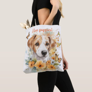 Bolsa Tote Cores de Água Personalizadas de Puppy