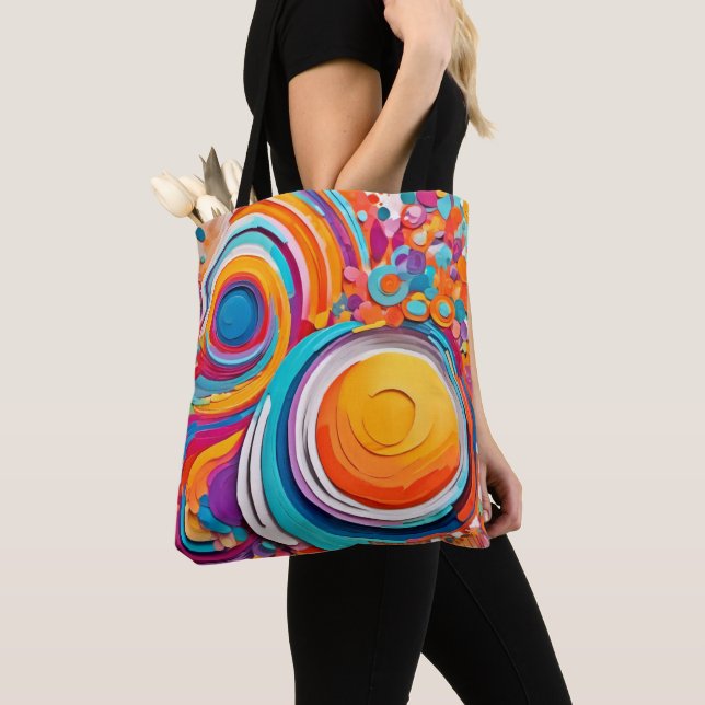 Bolsa Tote Cores de Arte Badaist Vibrantes (Close Up)