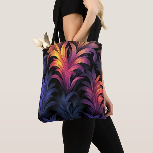 Bolsa Tote Cores de Penas Abstratas (Close Up)
