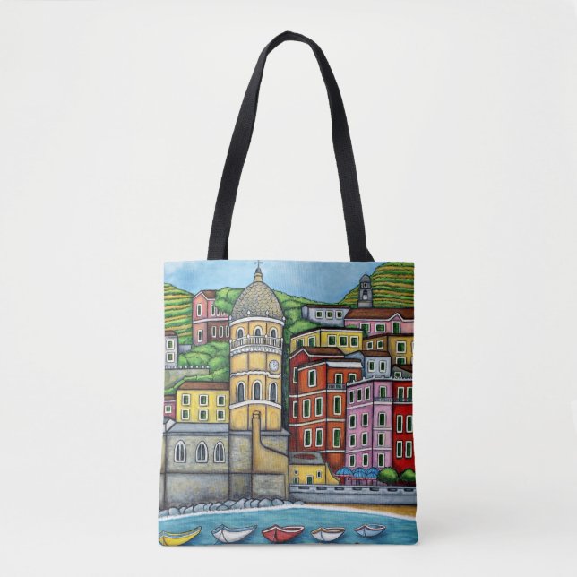 Bolsa Tote Cores de Vernazza por Lisa Lorenz (Frente)