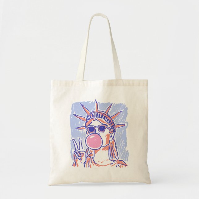 Bolsa Tote Cores Divertidas com a Estátua da Liberdade (Frente)