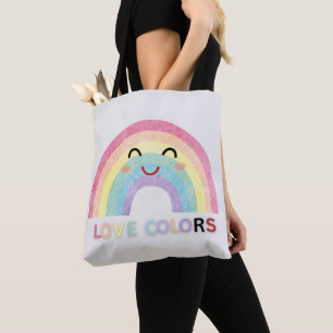 Bolsa Tote Cores do amor arte de arco-íris desenhos de valent
