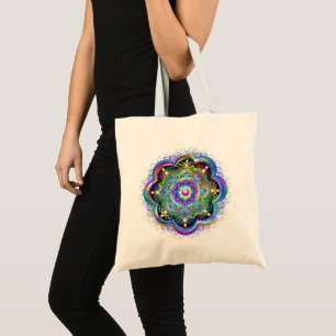 Bolsa Tote Cores Psicodélicas Universas de Mandala