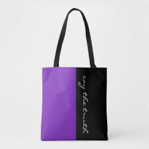 Bolsa Tote Cores simples PURPLE e seu texto