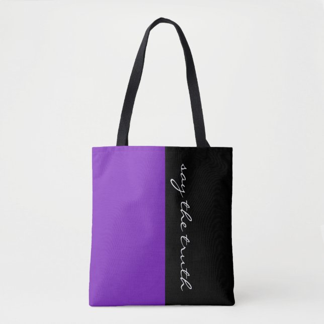 Bolsa Tote Cores simples PURPLE e seu texto (Frente)