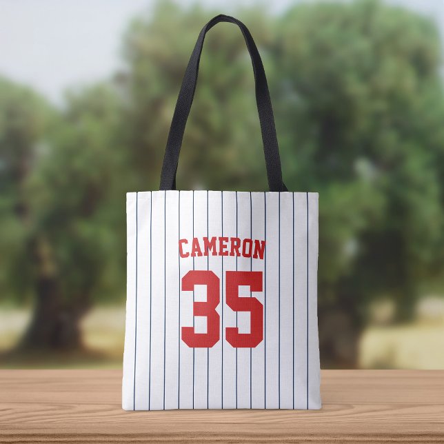 Bolsa Tote Cores Totalmente Editáveis Camisa de Beisebol List (Criador carregado)
