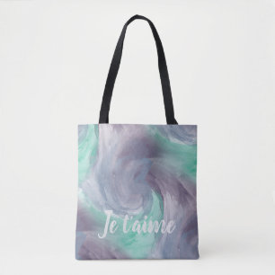 Bolsa Tote Cores Verdes Púrpuros e Amarrados