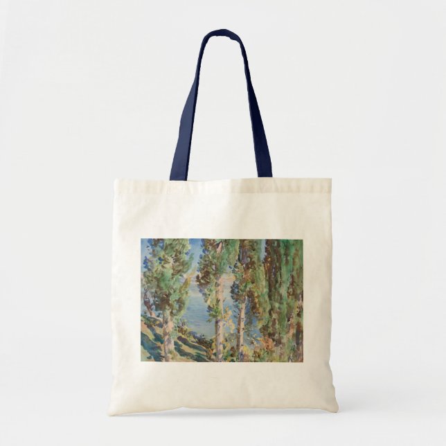 Bolsa Tote Corfu Cyprestes por John Singer Sargent (Frente)