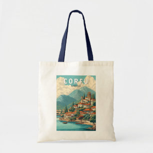 Bolsa Tote Corfu Grécia Ilustração Arte de Viagem Vintage