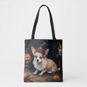 Bolsa Tote Corgi Abóboras Halloween Assustador