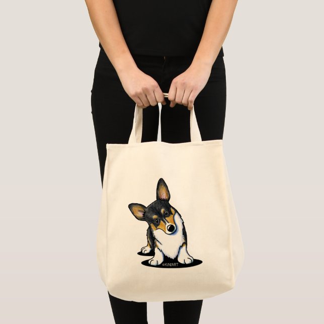 Bolsa Tote Corgi Curioso Tri (Frente (produto))