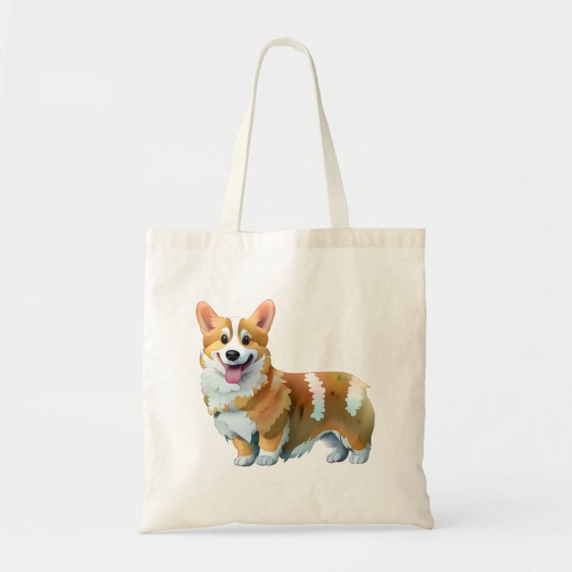 Bolsa Tote Corgi de laranja-branca para um humor positivo (Frente)