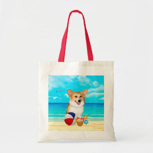 Bolsa Tote Corgi do tempo da praia